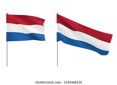 Netherlands flags. Set of national realistic Netherlands flags. Vector 