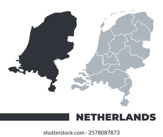 Netherlands flat and border outline vector maps