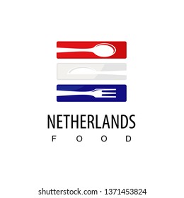 Netherlands Food, Restaurant Logo With Nethelands Flag Symbol