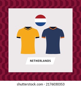 Netherlands Football National Team Uniform Flat Illustration. Europe Football Team.