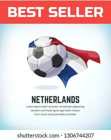 Netherlands football or soccer ball. Football national team. Vector illustration.