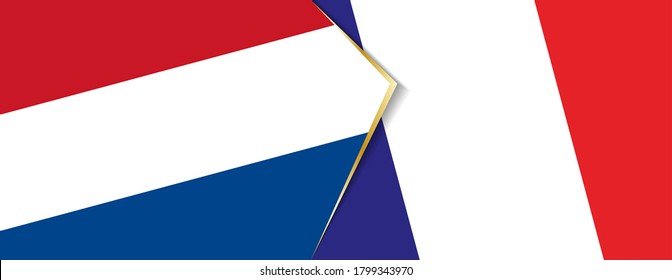Die Niederlande und Frankreich Flaggen, zwei Vektorfahnen Symbol für Beziehung oder Konfrontation.
