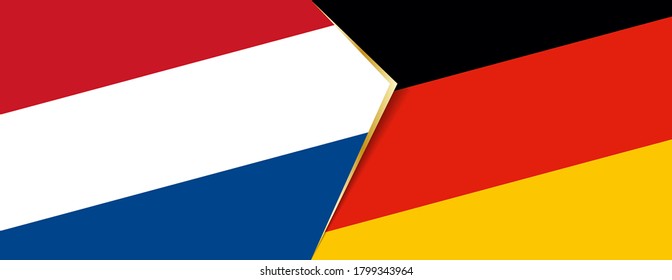 Netherlands and Germany flags, two vector flags symbol of relationship or confrontation.