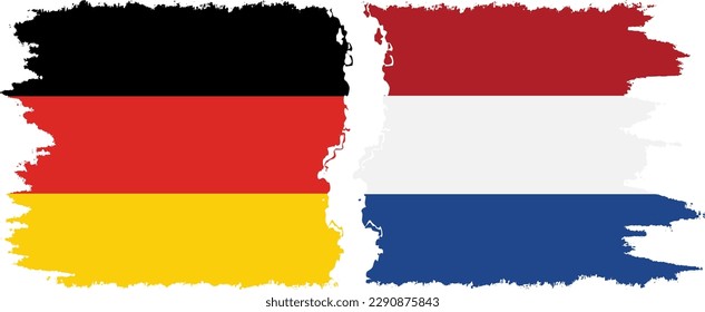 Netherlands and Germany grunge flags connection, vector