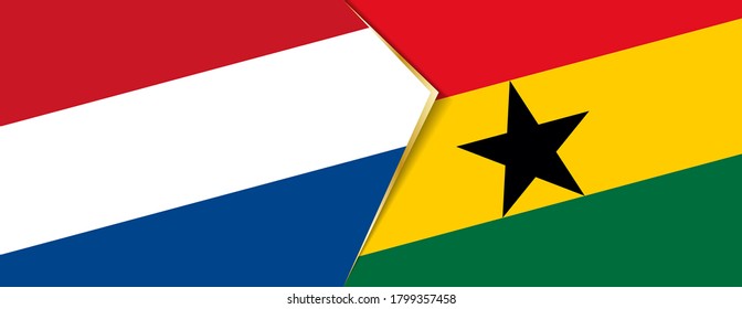 Netherlands and Ghana flags, two vector flags symbol of relationship or confrontation.