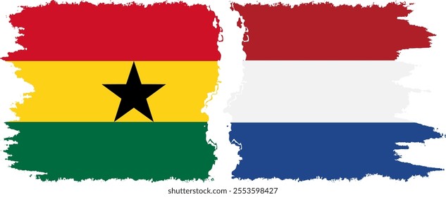 Netherlands and Ghana grunge flags connection, vector