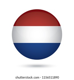 Netherlands glossy round button. Vector Illustration EPS10.