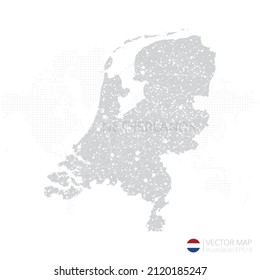 Netherlands grey map isolated on white background with abstract mesh line and point scales. Vector illustration eps 10