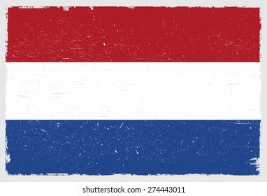 Netherlands grunge flag.Netherlands flag with grunge texture.Vector template.