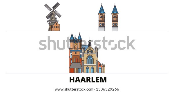 Netherlands Haarlem Flat Landmarks Vector Illustration Stock Vector Royalty Free 1336329266 3942