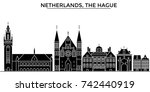 Netherlands, The Hague architecture vector city skyline, travel cityscape with landmarks, buildings, isolated sights on background
