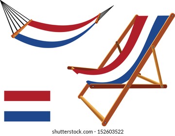 netherlands hammock and deck chair set against white background, abstract vector art illustration
