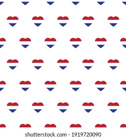 Netherlands heart  flag seamless pattern.  Netherlands   flag texture vector 