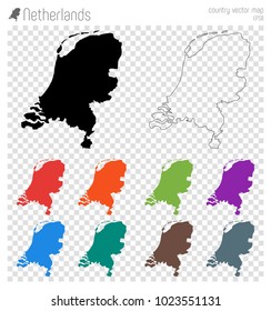 Netherlands high detailed map. Isolated black country outline. Vector illustration.