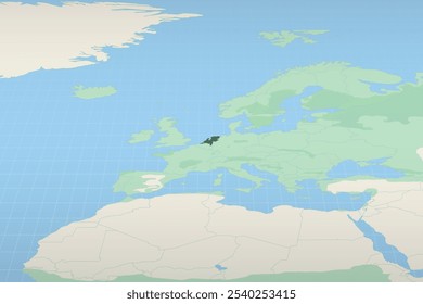 Países Bajos resaltado en un mapa detallado, ubicación geográfica de Países Bajos. Mapa de Vector.