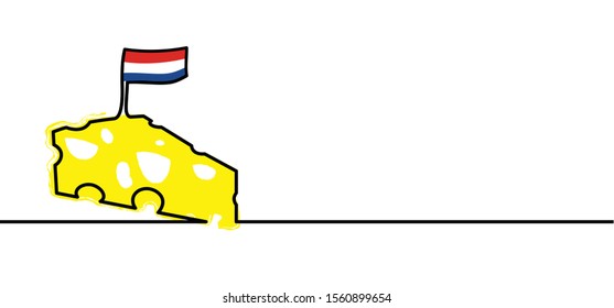The Netherlands Holland Dutch flag flags cheese with heart. Line pattern vector icon icons sign fun funny online platter plate Slices clabber  soured milk curdle Piece of Cheese cheeses recipe party