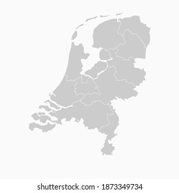 Netherlands Holland Map Gray Color. Geographic Isolated Gray Vector Country Border Map Of Netherlands. Vector Illustration