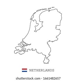 Netherlands, Holland map vector. line, linear thin style. flag.