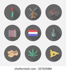 Netherlands icon set in flat style.