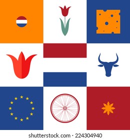 Netherlands. Icon set. Vector illustration