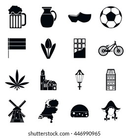 Netherlands icons set in simple style isolated vector illustration