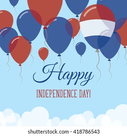 Netherlands Independence Day Flat Patriotic Card. Happy National Day Netherlands Vector Patriotic card. Flying Rubber Balloons in Colors of the Dutch Flag.