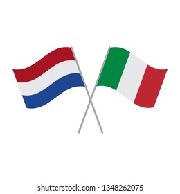 Netherlands and Italy flags vector