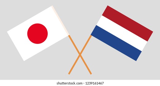 Netherlands and Japan. The Netherlandish and Japanese flags. Official proportion. Correct colors. Vector illustration