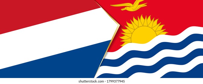 Netherlands and Kiribati flags, two vector flags symbol of relationship or confrontation.