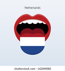 Netherlands language. Abstract human mouth. Vector illustration.