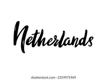 Netherlands Lettering. Handwritten Country name. Vector design template.