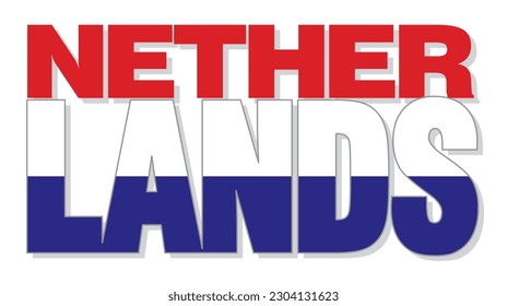 Netherlands Lettering Reflection of the Flag. Vector illustration isolated, eps