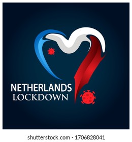 Netherlands lockdown coronavirus lockdown symbol. Virus wuhan from china. Vector Illustration on white background