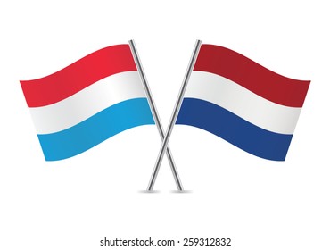 Netherlands and Luxembourg flags. Vector illustration.