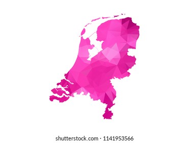 netherlands Map - Abstract geometric rumpled triangular low poly style gradient graphic on white background , line dots polygonal design for your . Vector illustration