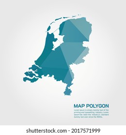 Netherlands Map Abstract geometric rumpled triangular low poly style gradient graphic on white background