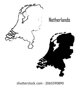 Mapa neerlandés de ilustración vectorial en blanco y negro.