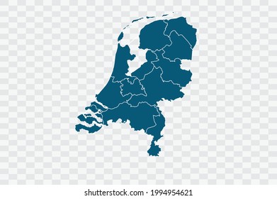 Netherlands map blue Color on Backgound png