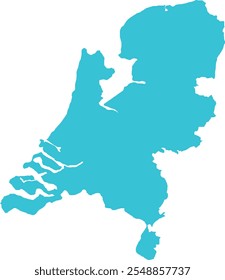 Netherlands MAP in Blue, Mapa Country, Países Bajos, Mapa Fronterizo, Línea Fronteriza de Países Bajos, Mapa Geográfico