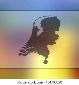 Netherlands map. Blurred background with silhouette of Netherlands map. Vector silhouette of Netherlands map