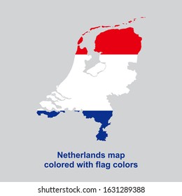 Netherlands map colored with flag colors isolated vector illustration
