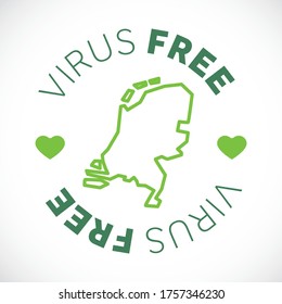 Netherlands map cornavirus free zone. Virus clear area.