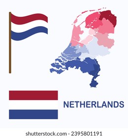 Netherlands map detailed vector , regions of netherlands
