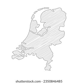 Netherlands Map Drawing, Pencil Sketch