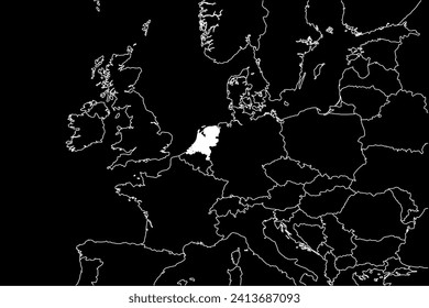 Netherlands map europe black background