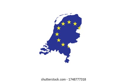 Netherlands map European Union flag vector illustraiton 