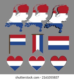 Netherlands. Map and flag of the Netherlands. Vector illustration.