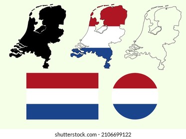 netherlands map flag vector set.netherland map flag