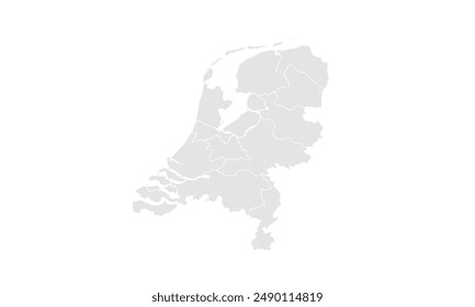Netherlands map Grayscale,isolated on white background for website layouts,background,education, precise,customizable,Travel worldwide,map silhouette backdrop,earth geography, political,reports.