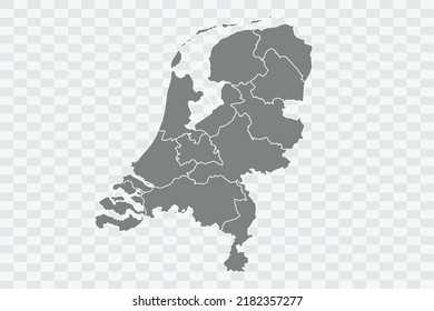 Netherlands Map grey Color on White Background quality files Png